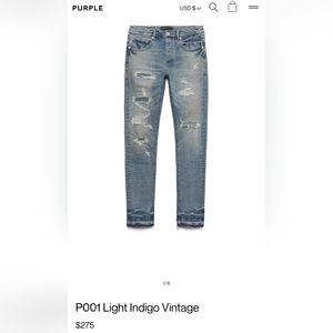 NWOT Purple Brand Sz 29 Mens Light Indigo Vintage Jeans